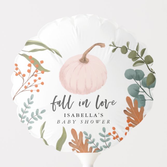 Fall in Love Autumn Greenery Girl Baby Shower Balloon (Front)