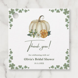 Fall in Love Autumn Greenery Pumpkin Bridal Shower Favor Tags