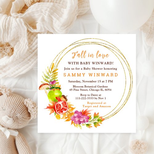 Fall In Love Autumn Harvest Baby Shower Invitation