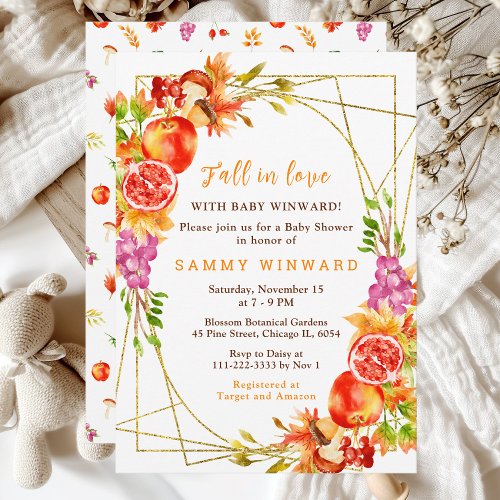 Fall In Love Autumn Harvest Baby Shower Invitation