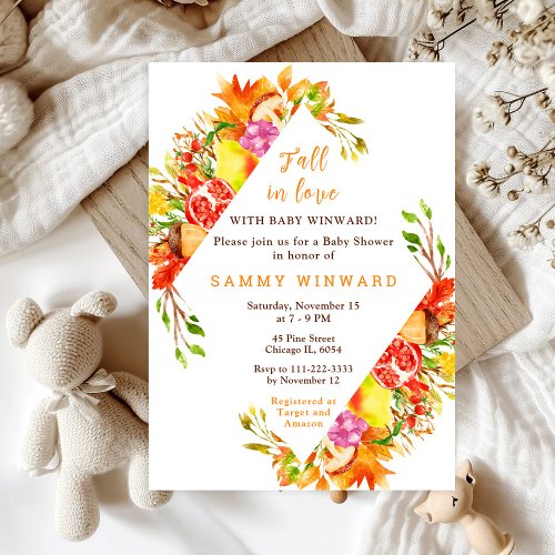 Fall In Love Autumn Harvest Baby Shower Invitation