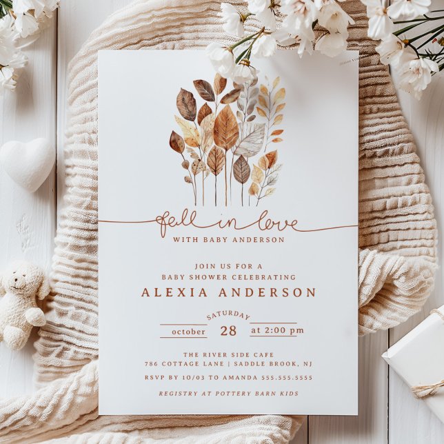 Fall in Love Autumn Leaves Baby Shower Invitation (Creator Uploaded)