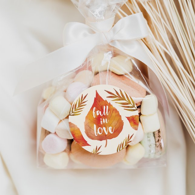 Fall in Love | Autumn Leaves Classic Round Sticker (Creator Uploaded)