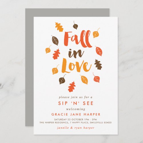 Fall in Love Autumn Leaves Sip  See Invitation