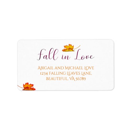 Fall in Love Autumn Leaves Trendy Purple Address Label