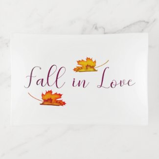 Fall in Love Autumn Leaves Trendy Purple, Orange  Trinket Tray