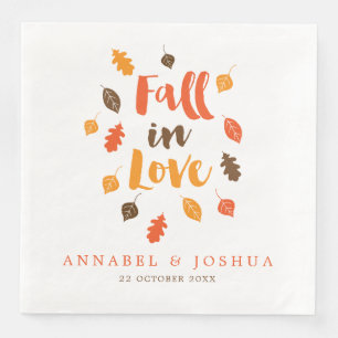 Fall in Love Autumn Leaves Wedding/Engagment Paper Dinner Napkins