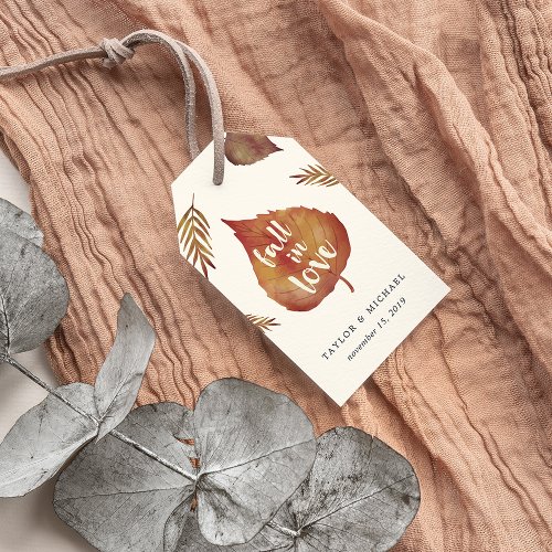 Fall in Love  Autumn Leaves Wedding Favor Gift Tags
