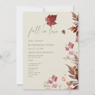 Fall in Love Autumn Li'l Pumpkin Beige Baby Shower Invitation