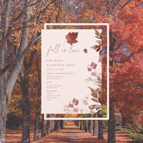 Fall in Love Autumn Lil Pumpkin Blush Baby Shower Invitation