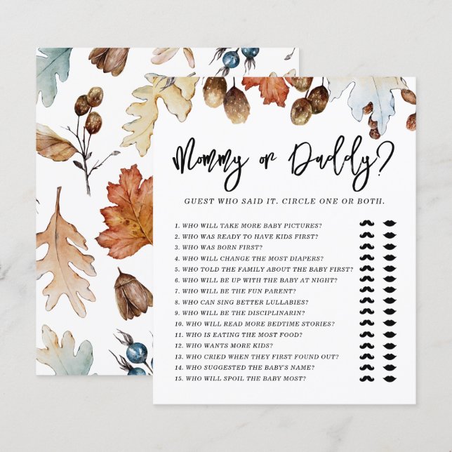 Fall in Love Autumn Mommy or Daddy Baby Shower (Front/Back)