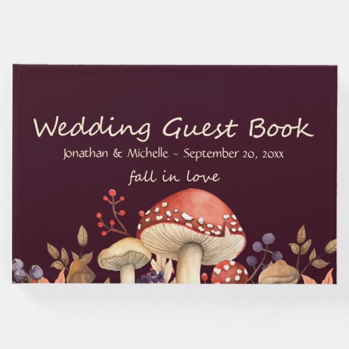 Fall in Love Autumn Mushrooms and Plants Wedding Guest Book