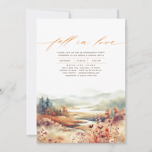 Fall in Love Autumn Nature Engagement Party Invitation