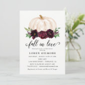 Fall In Love Autumn Pumpkin Bridal Shower Invitation (Standing Front)
