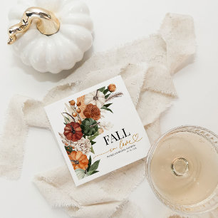 Fall in Love Autumn Pumpkin Bridal Shower Napkins