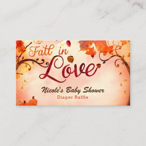 Fall in Love Autumn Pumpkins Diaper Raffle Cards