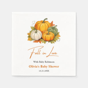 Fall in Love Autumn Rustic Pumpkin Baby Shower  Napkins