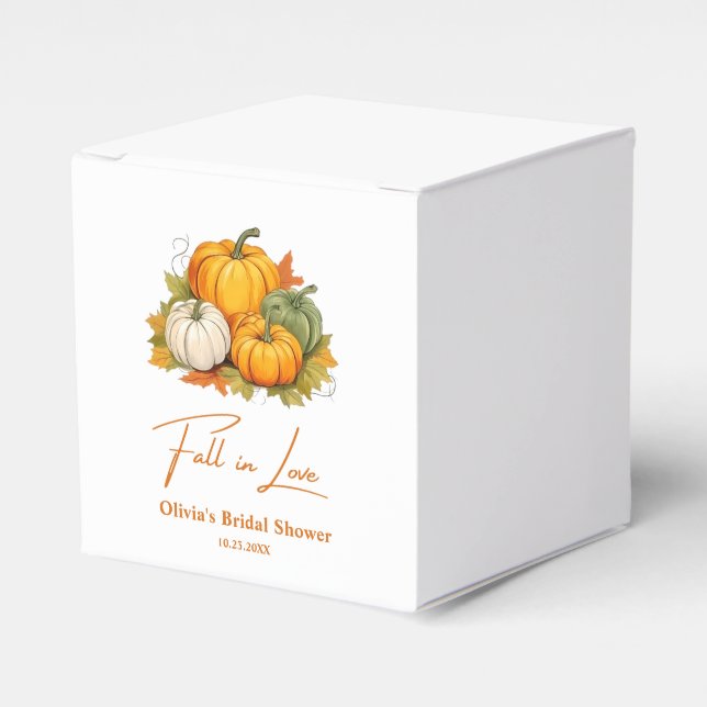 Fall in Love Autumn Rustic Pumpkin Bridal Shower  Favor Boxes (Front Side)