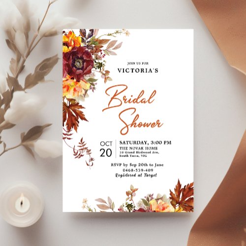 Fall In Love Autumn themed Bridal Shower Invite