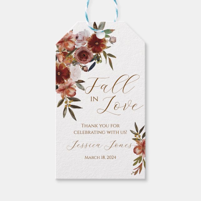Fall In Love Autumn Themed Favor Tag (Front)