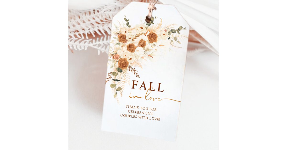 Fall in Love Autumn Wedding Favor Tag | Thank You | Zazzle
