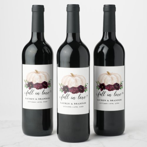 Fall In Love Autumn Wedding Favors Wine Label