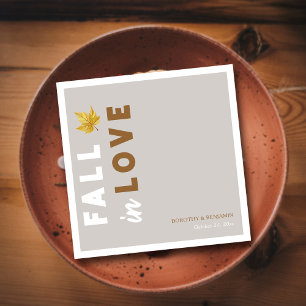 Fall In Love Autumn Wedding Napkins Custom