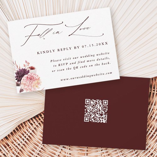 Fall in Love Autumn Wedding QR Code  RSVP Card