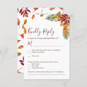 Fall in Love Autumn Wedding RSVP Card