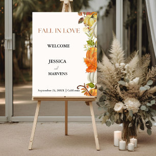 Fall in love autumn Wedding welcome sign