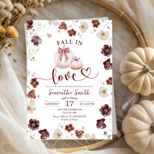 Fall in Love Autumn Wildflower Bridal Shower Invitation