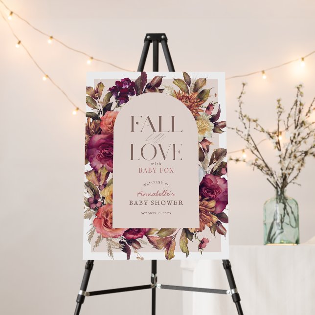 Fall in Love Autumn Wreath Arch Pink Baby Shower Foam Board (In Situ (Stand))