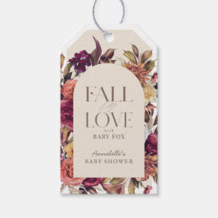 Fall in Love Autumn Wreath Arch Tan Baby Shower Gift Tags