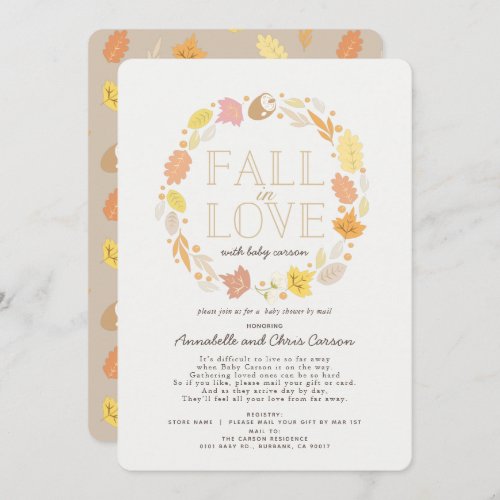 Fall in Love Autumn Wreath Baby Shower by Mail Inv Invitation