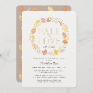 Fall in Love Autumn Wreath Virtual Baby Shower Invitation