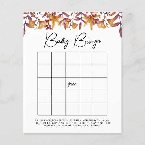 Fall in Love Baby Bingo Baby Shower Game