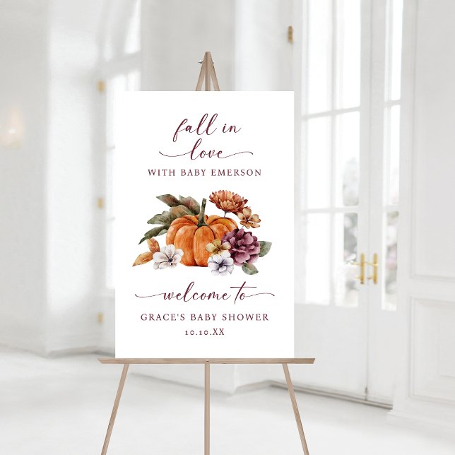 Fall In Love Baby Shower Foam Board (Fall In Love with Baby Welcome Sign Baby Shower Pumpkins)