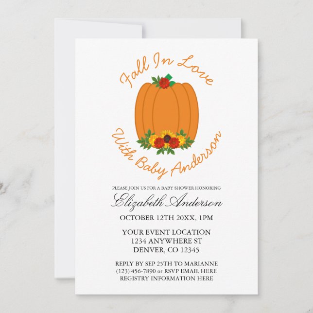 Fall In Love Baby Shower Invitation (Front)