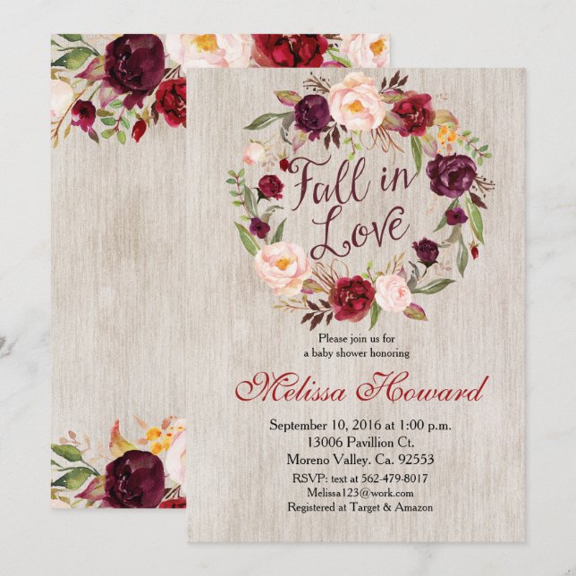Fall In Love Baby Shower Invitation (Front/Back)