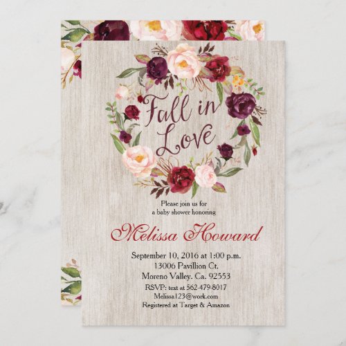 Fall In Love Baby Shower Invitation