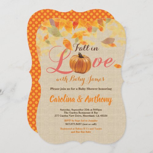 Fall in love baby shower invitation burlap