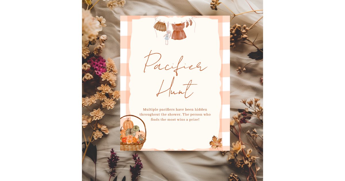 Fall in love Baby Shower Pacifier Hunt Sign | Zazzle