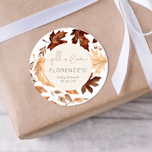 Fall In Love Baby Shower Party Classic Round Sticker