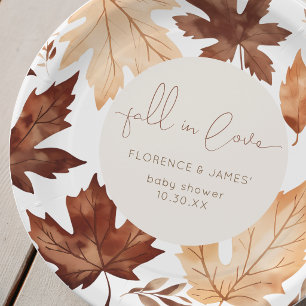 Fall In Love Baby Shower Party Paper Plates