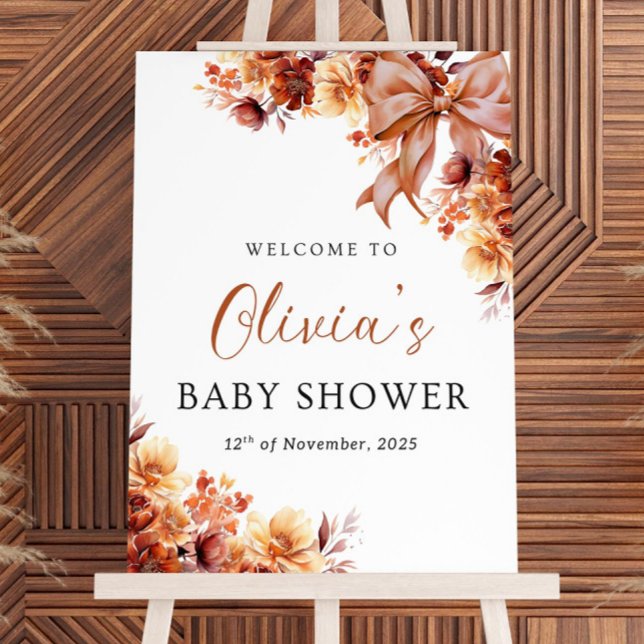 Fall In Love Baby Shower Sign Autumn Terracotta Bo (Creator Uploaded)