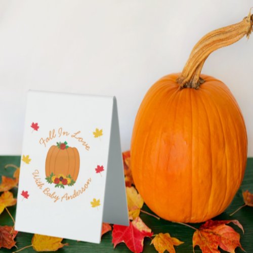Fall In Love Baby Shower Table Tent Sign