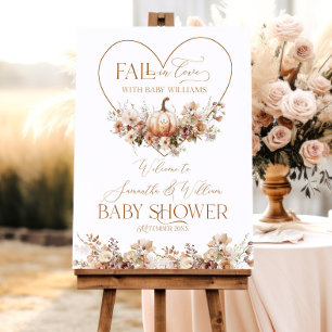 Fall in Love Baby Shower Welcome Sign Pumpkin Baby