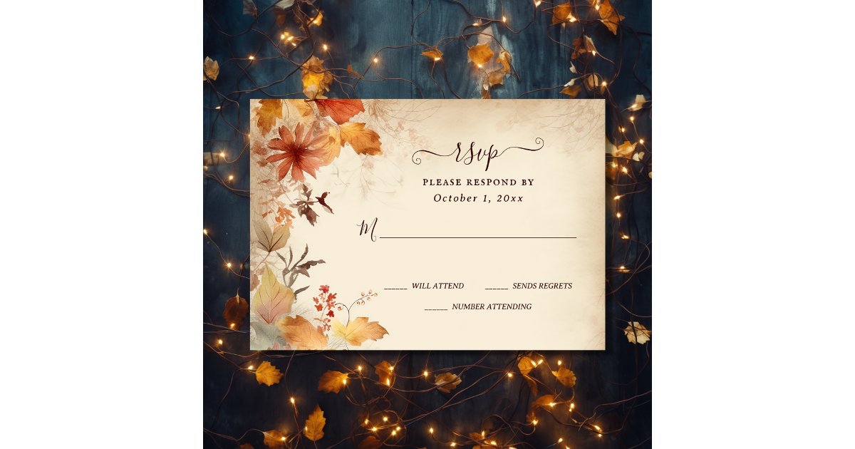 Fall in Love Beautiful Autumn Flowers Fall Wedding RSVP Card | Zazzle