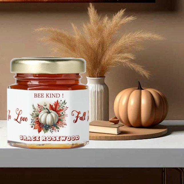 Fall in Love Bee Kind Autumn Pumpkin Foliage Boho Honey Jar Favors (Fall in Love Bee Kind Autumn Pumpkin Foliage Boho Honey Jar Favors)