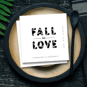 Fall In Love Black & White Wedding Napkins